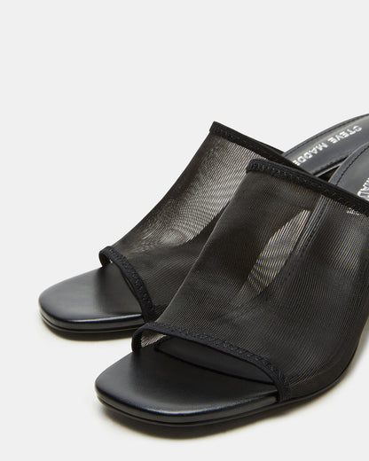 GLEAM Black Women's Square-Toe Mule Heel
