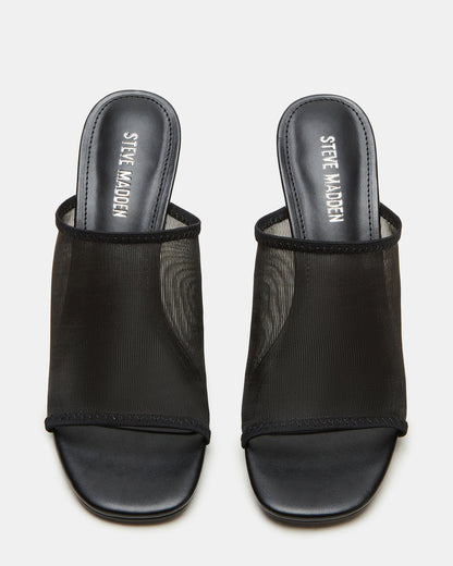 GLEAM Black Women's Square-Toe Mule Heel