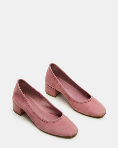 MOLLIE Mauve Suede Ballet Women's Block Heels