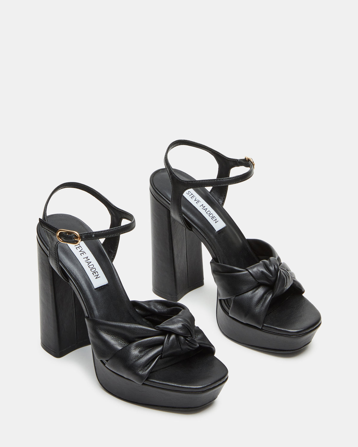 JOYRIDE Black Leather Platform Block Heel | Women's Heels