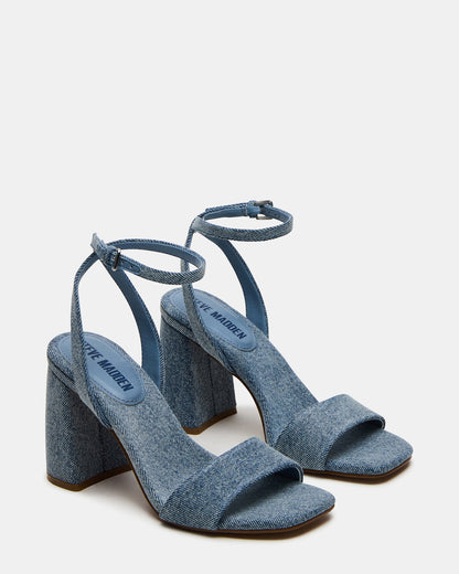 MESSA Denim Fabric Women's Square-Toe Block Heel