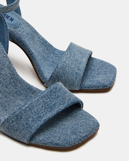 MESSA Denim Fabric Women's Square-Toe Block Heel