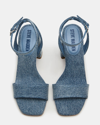 MESSA Denim Fabric Women's Square-Toe Block Heel
