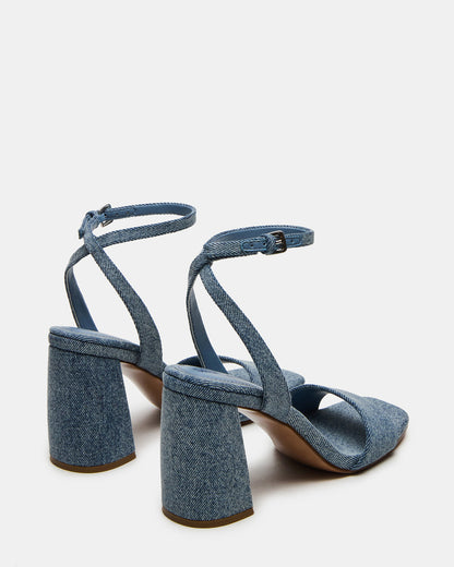 MESSA Denim Fabric Women's Square-Toe Block Heel