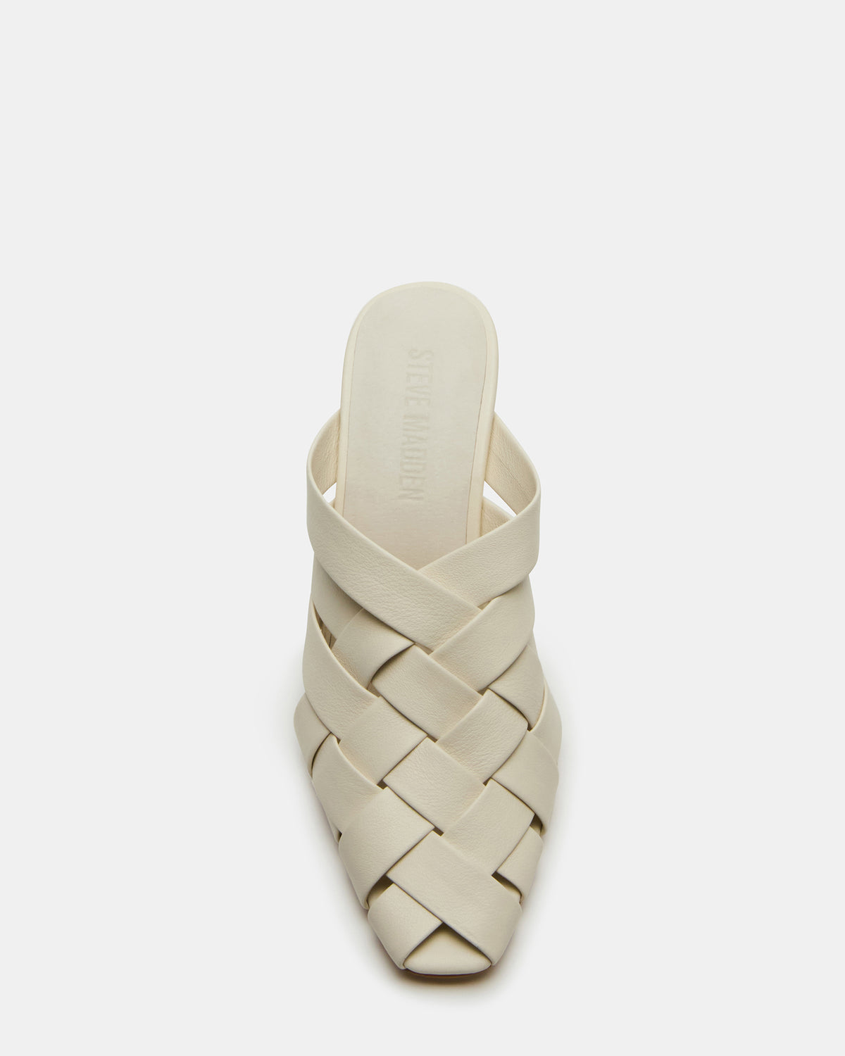 NAKITA White Square-Toe Woven Mule Women's Heel