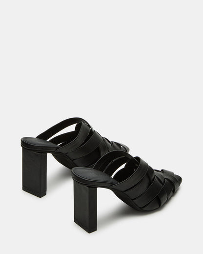 NAKITA Black Square-Toe Woven Mule Women's Heel
