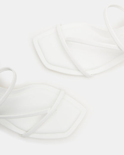 LOCKE White Women's Dainty Strappy Square Toe Heel
