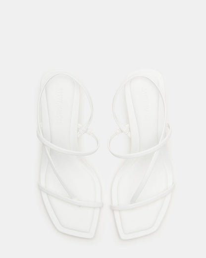 LOCKE White Women's Dainty Strappy Square Toe Heel