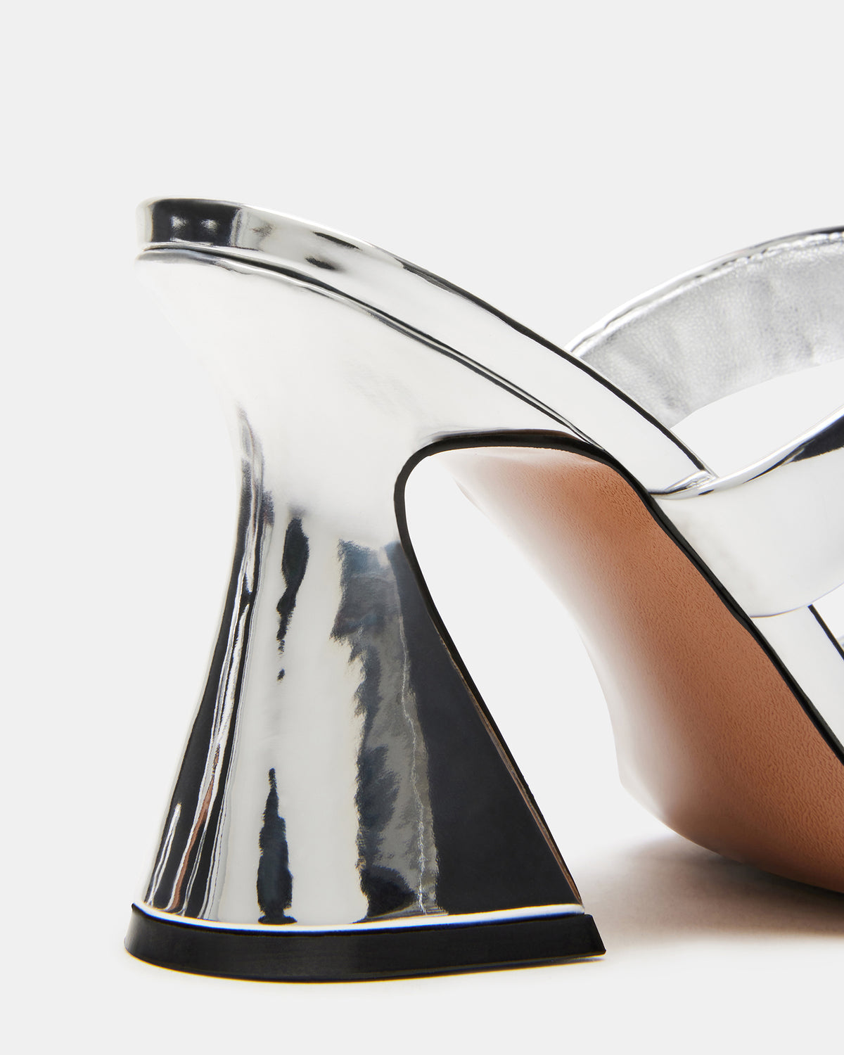 RENIE Silver Women's Open Toe Mule Heel