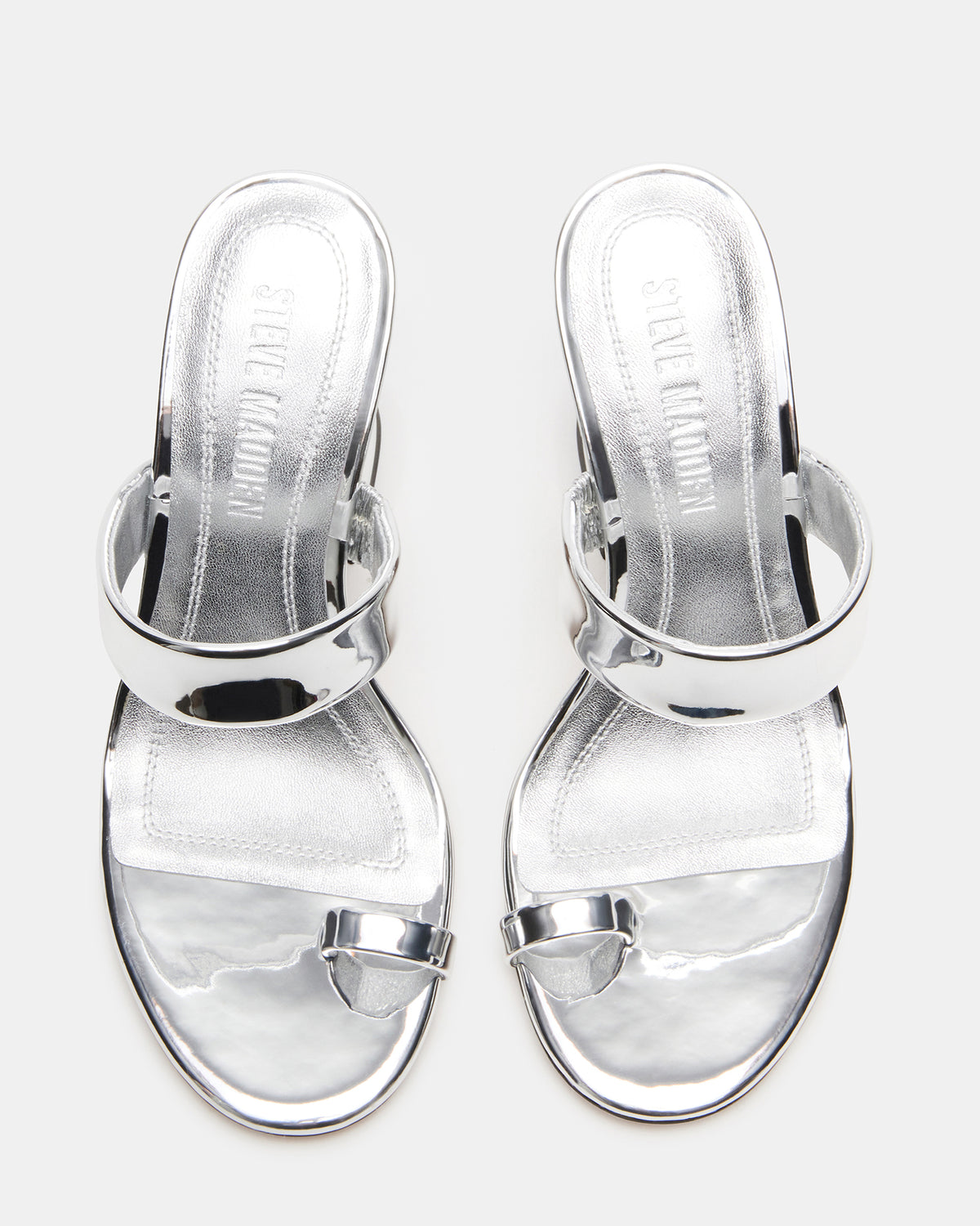 RENIE Silver Women's Open Toe Mule Heel