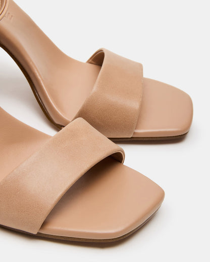 MESSA Natural Leather Women's Square-Toe Block Heel