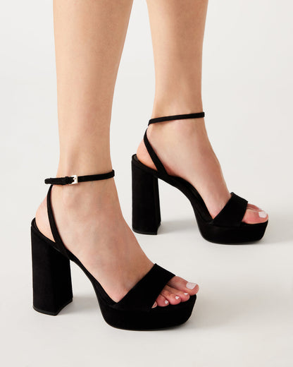 LESSA Black Suede Platform Block Heel | Women's Heels