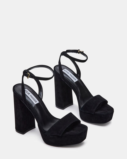 LESSA Black Suede Platform Block Heel | Women's Heels