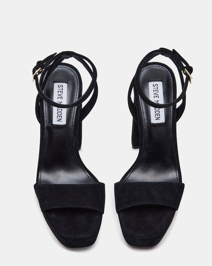 LESSA Black Suede Platform Block Heel | Women's Heels
