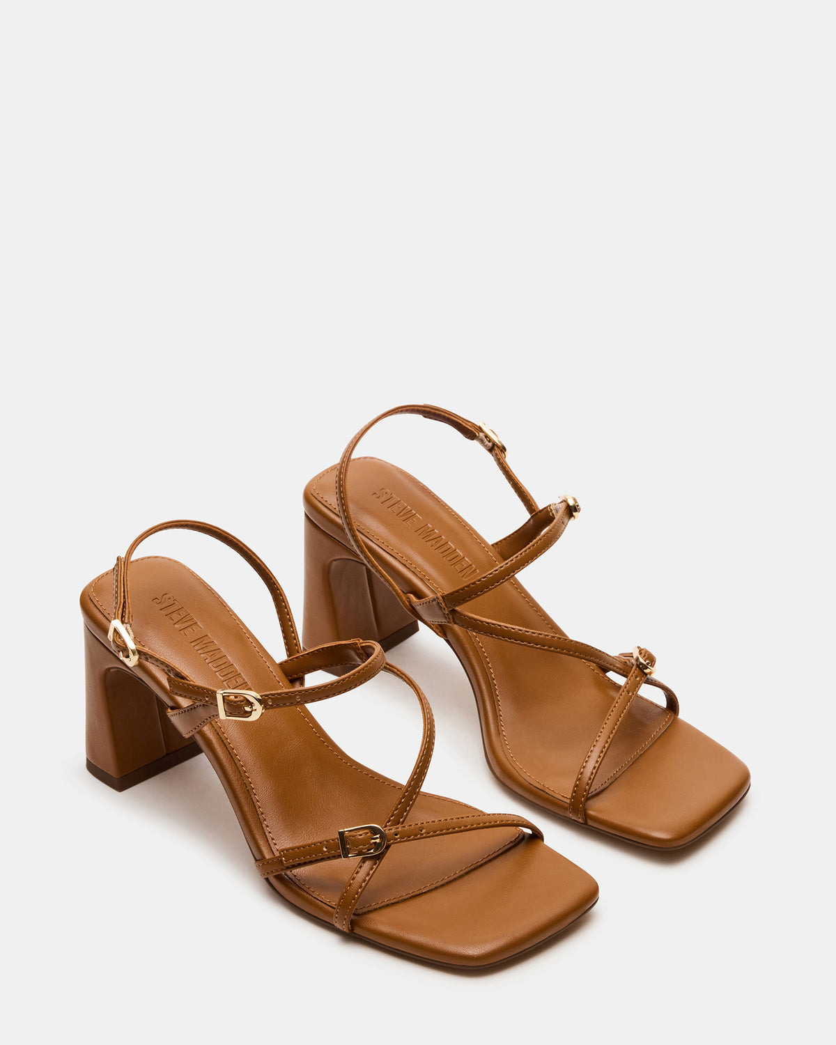 VANTAGE Caramel Women's Square-Toe Strappy Slingback Heel
