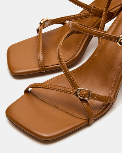 VANTAGE Caramel Women's Square-Toe Strappy Slingback Heel