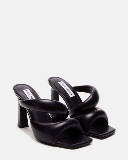 KLOSS Black Tubular Square Toe Mule | Women's Heels