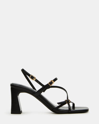 VANTAGE Black Women's Square-Toe Strappy Slingback Heel