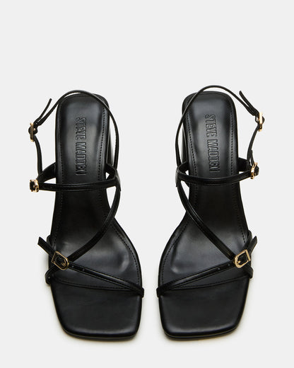VANTAGE Black Women's Square-Toe Strappy Slingback Heel