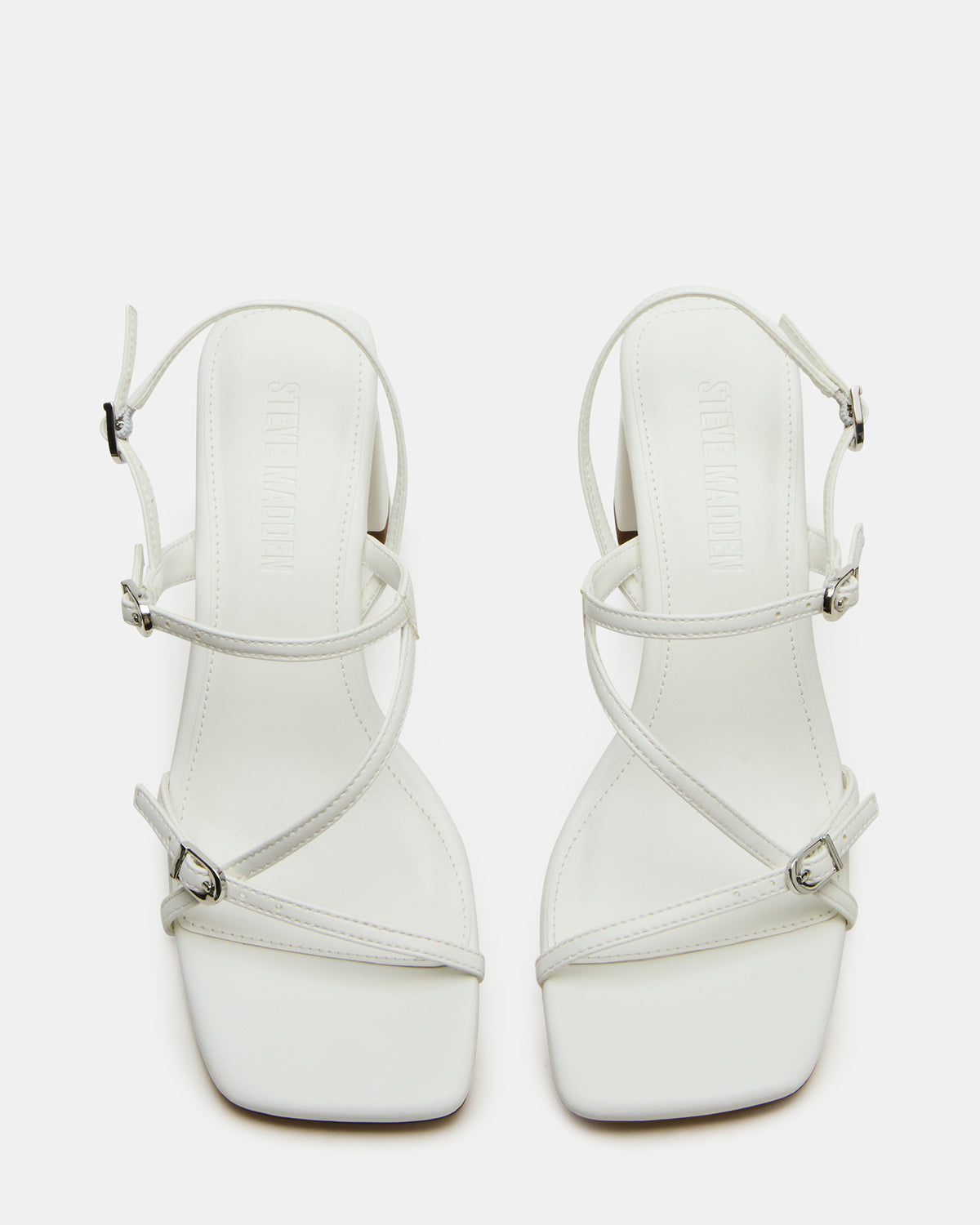 VANTAGE White Women's Square-Toe Strappy Slingback Heel
