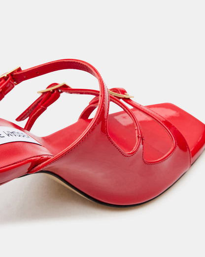 OPULENT Red Leather Square Toe Mule Heel | Women's Heels