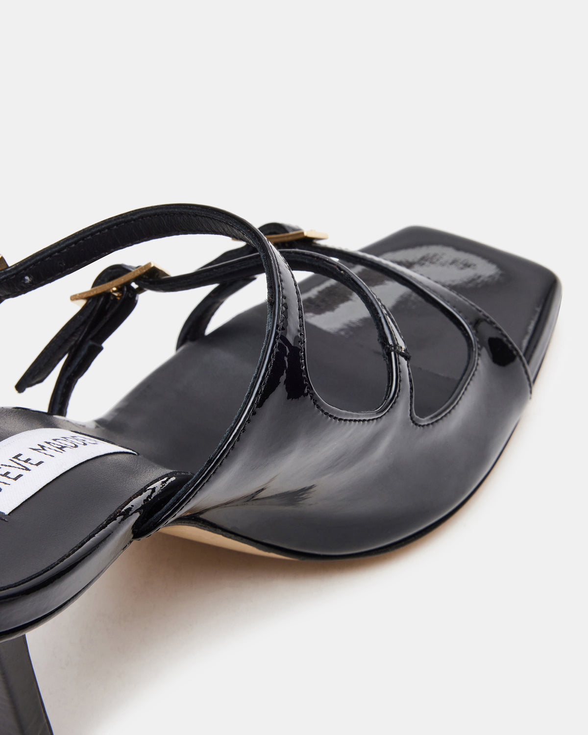 OPULENT Black Leather Square Toe Mule Heel | Women's Heels