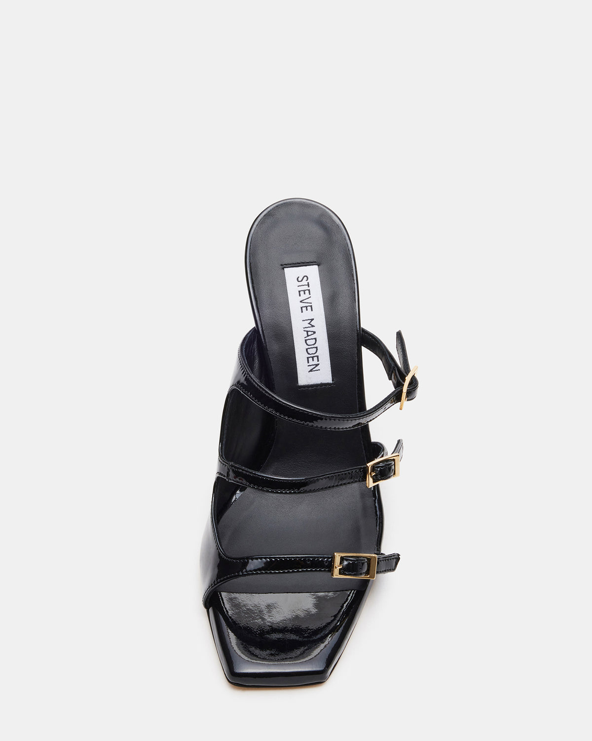 OPULENT Black Leather Square Toe Mule Heel | Women's Heels