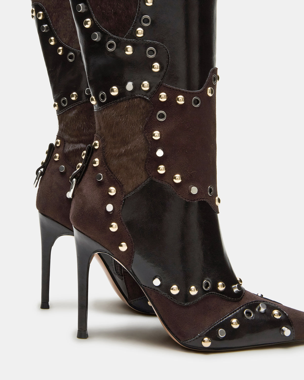 REVIVE Brown Multi Pointed-Toe Knee-High Stiletto Women's Boot