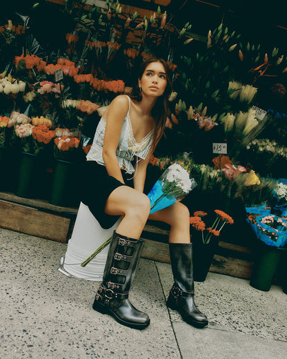 ROCKY Brown Distressed Women's Knee-High Moto Boots