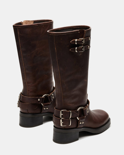 ASTOR Brown Leather Knee-High Boot | Women's Boots