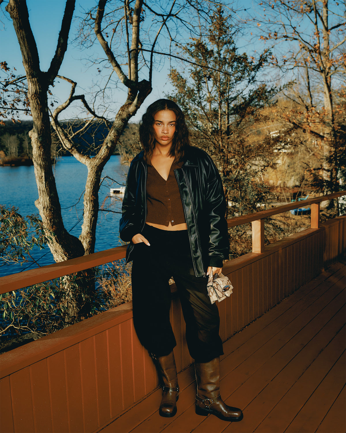ASTOR Brown Leather Knee-High Boot | Women's Boots
