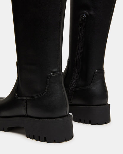 LABELLE Black Knee-High Lug Platform Women's Boot