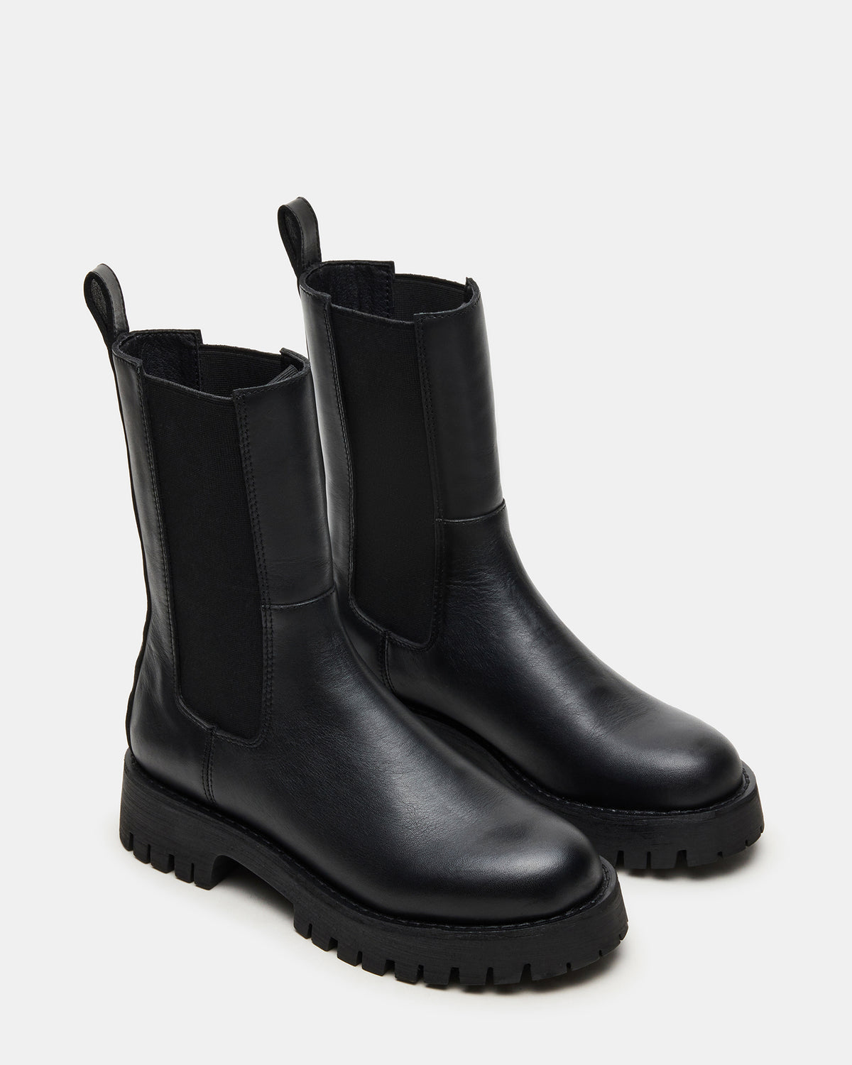 LOWA Black Leather Lug Chelsea Platform Women's Ankle Boot