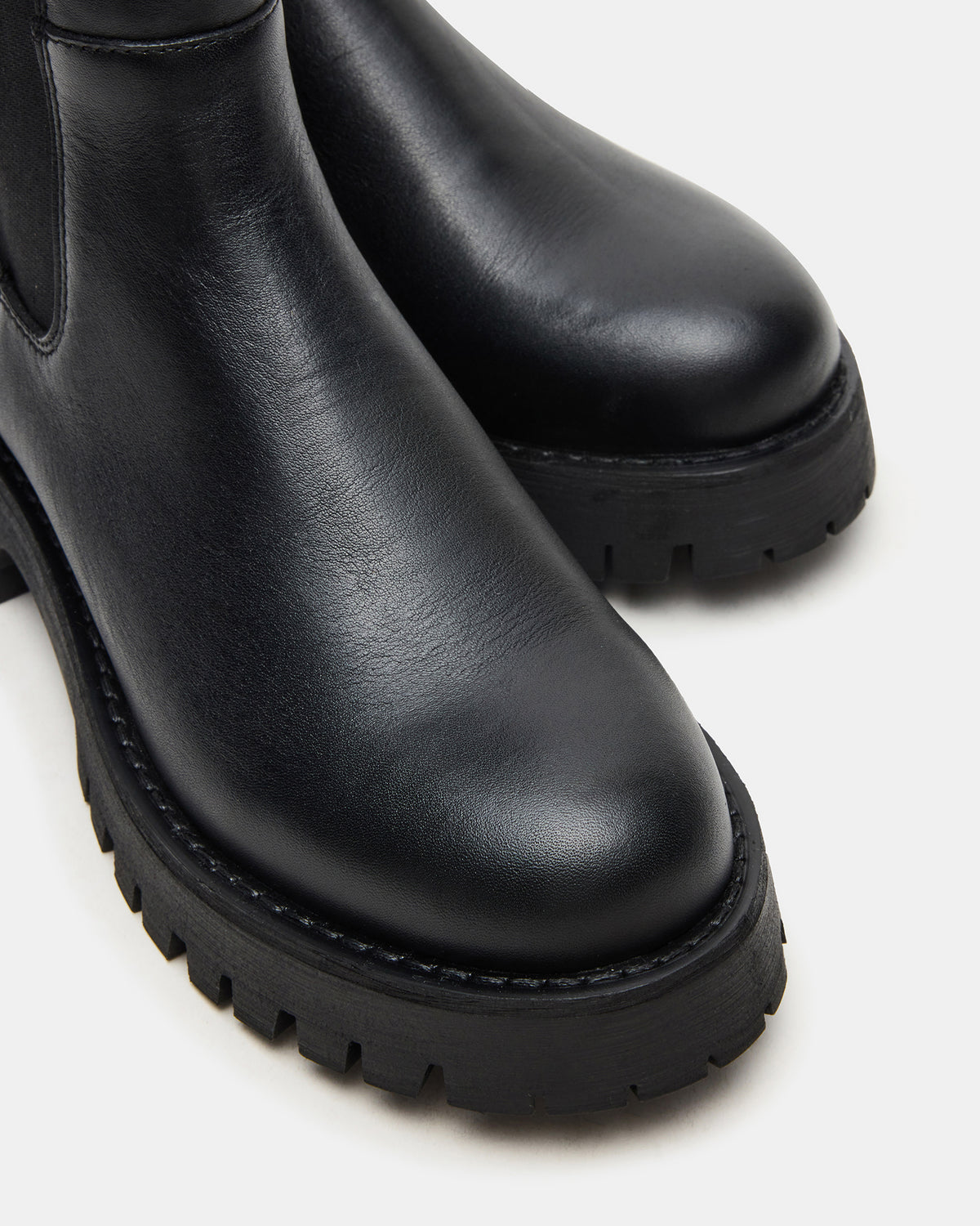 LOWA Black Leather Lug Chelsea Platform Women's Ankle Boot