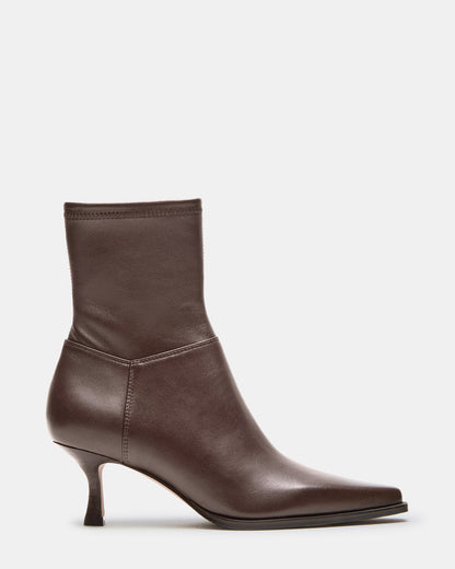 STASIA Brown Pointed-Toe Kitten Heel Women's Ankle Boot