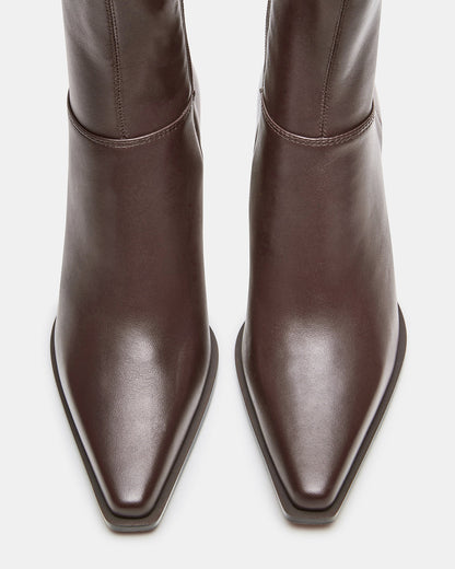 STASIA Brown Pointed-Toe Kitten Heel Women's Ankle Boot