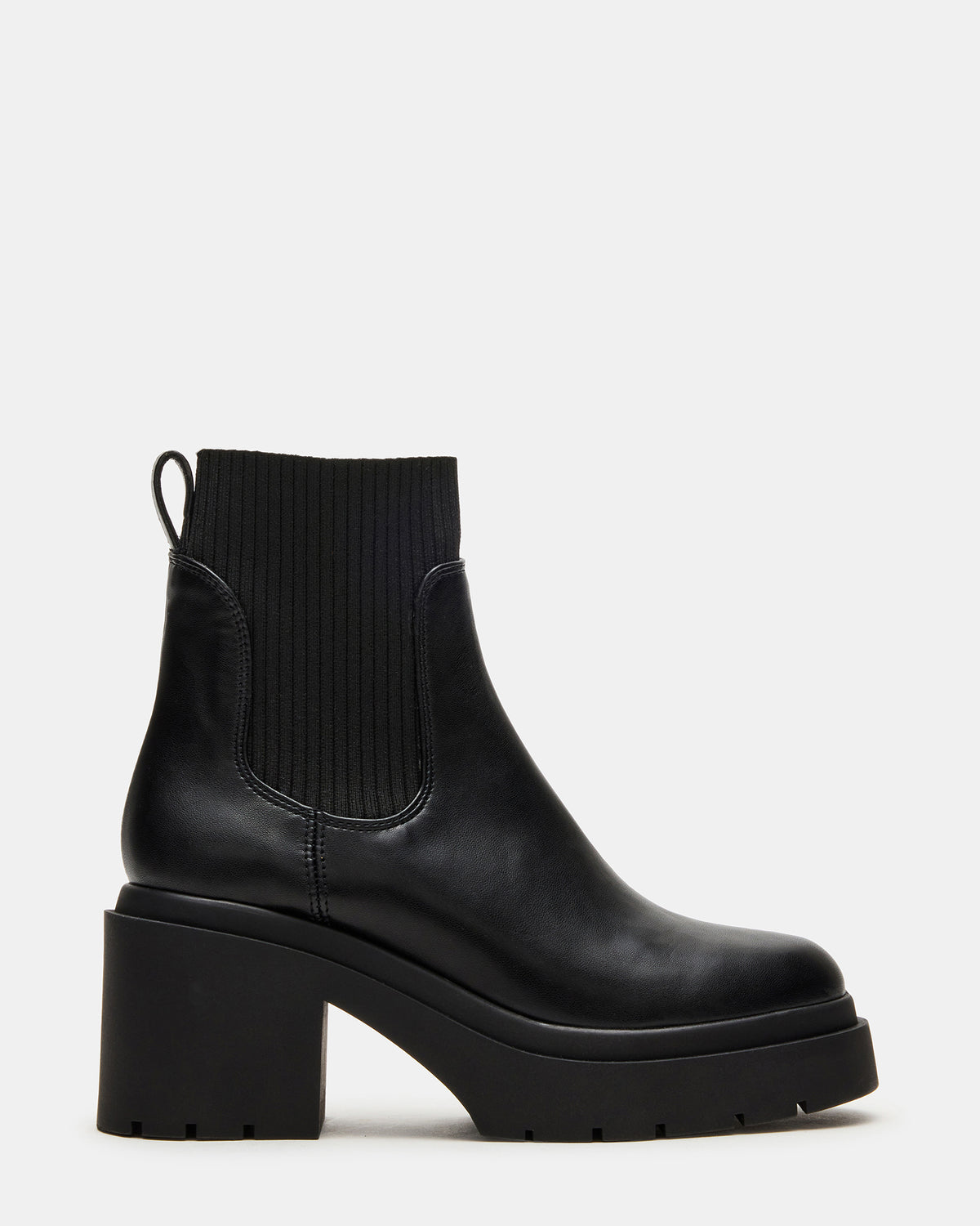 KOA Black Lug Sole Chelsea Women's Ankle Boot