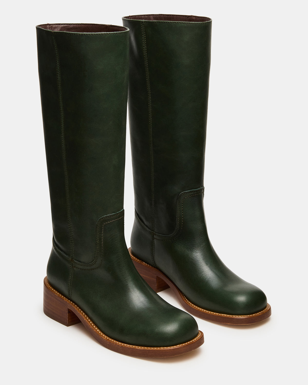 RIGGS Dark Green Leather Square-Toe Women's Boot