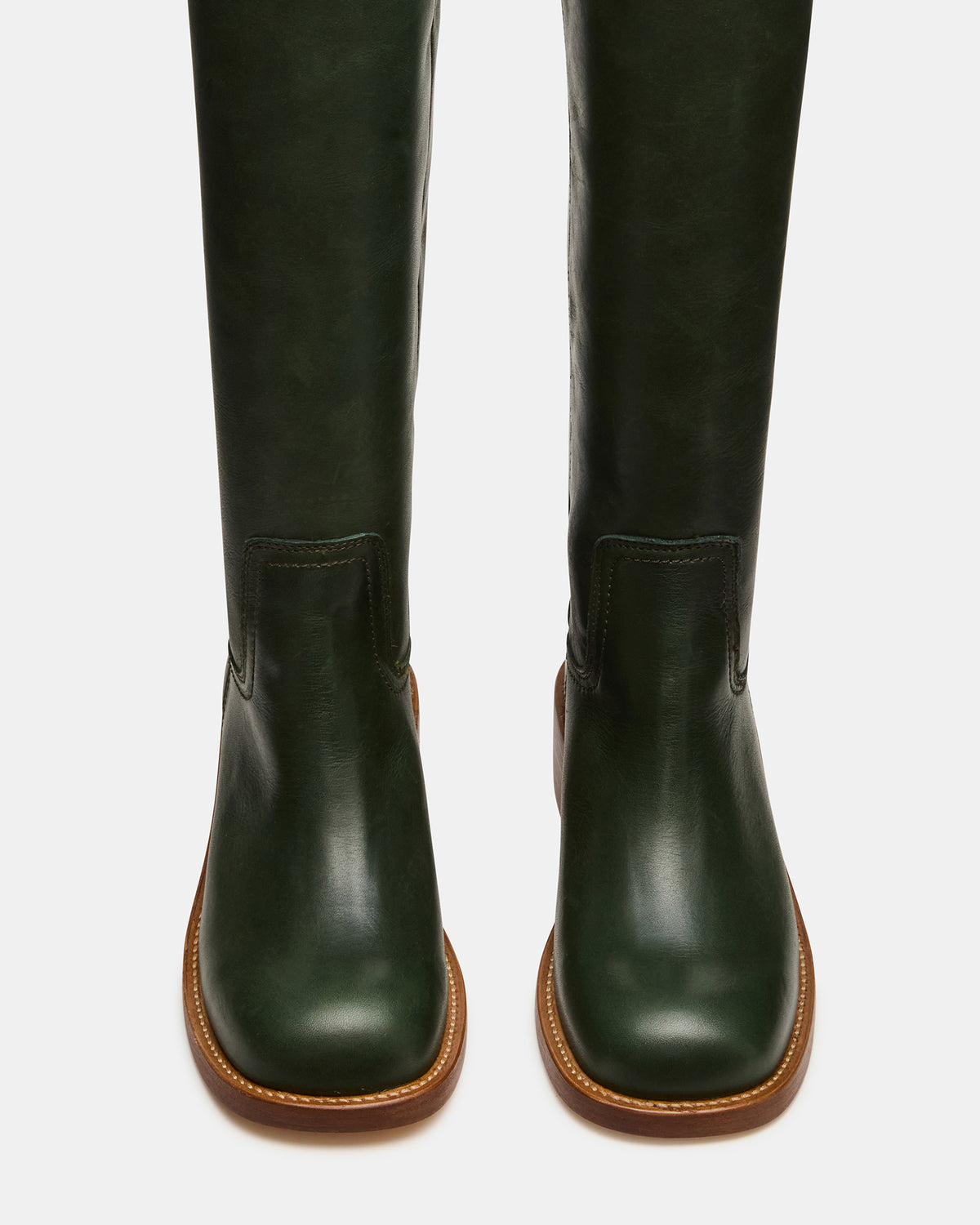 RIGGS Dark Green Leather Square-Toe Women's Boot