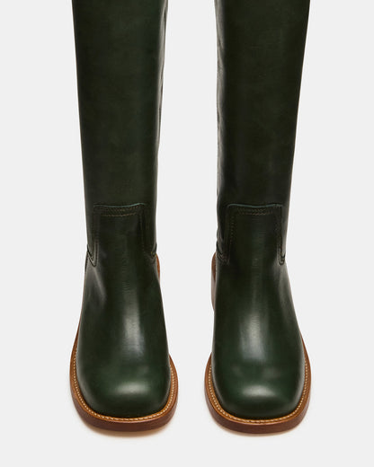 RIGGS Dark Green Leather Square-Toe Women's Boot