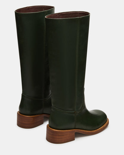 RIGGS Dark Green Leather Square-Toe Women's Boot