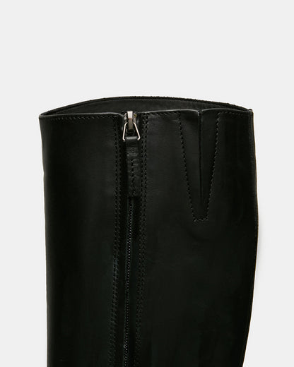 BELMONT Black Leather Knee-High Women's Riding Boot