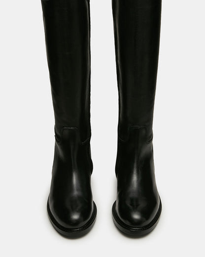 BELMONT Black Leather Knee-High Women's Riding Boot