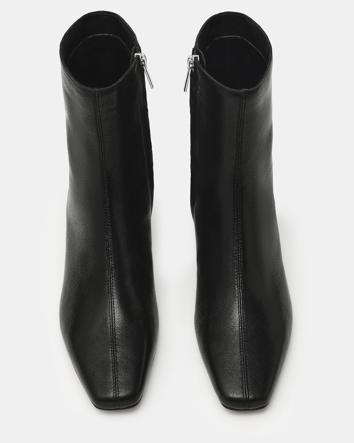 FLAIRE Black Leather Square-Toe Wedge Bootie Women's Ankle Boot