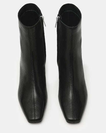 FLAIRE Black Leather Square-Toe Wedge Bootie Women's Ankle Boot