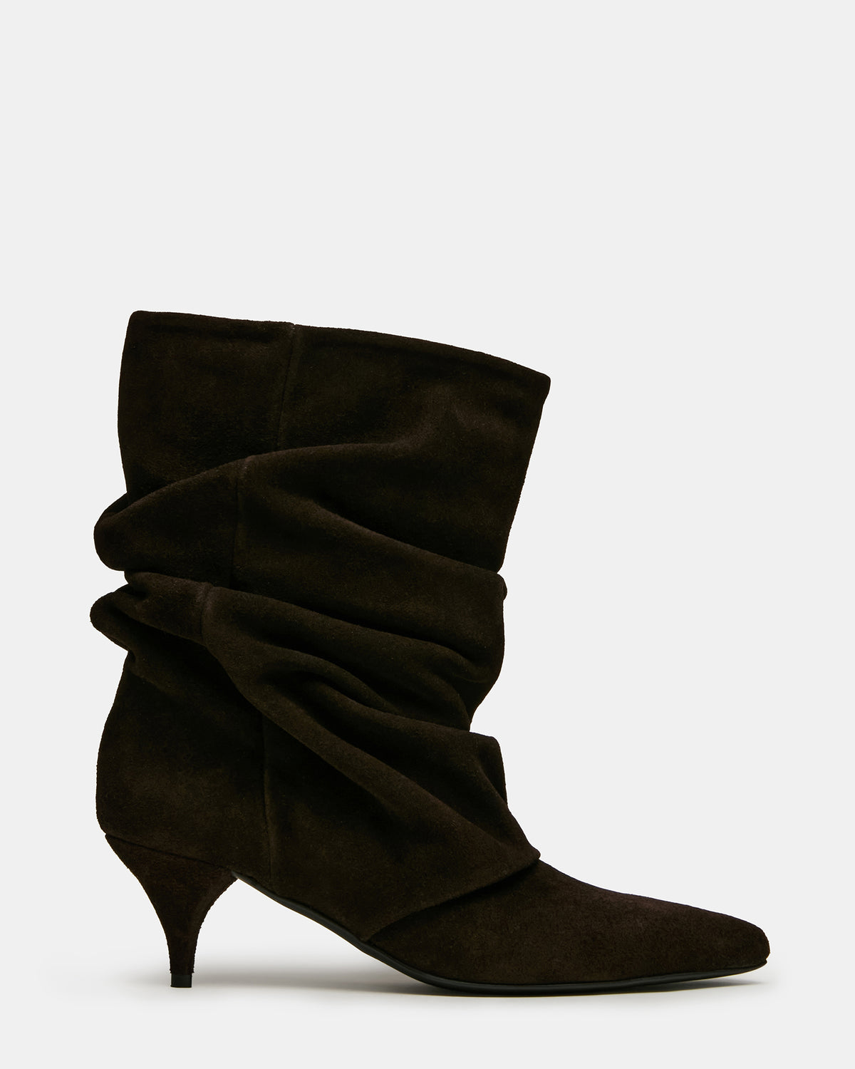 LEXEN Brown Suede Pointed-Toe Fold-Over Scrunched Women's Ankle Boot