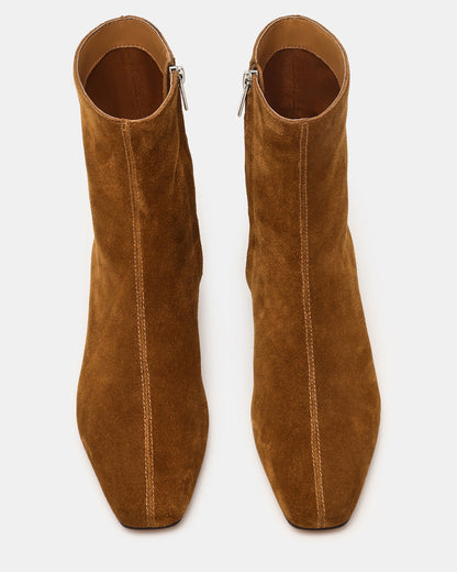 FLAIRE Sand Suede Square-Toe Wedge Bootie Women's Ankle Boot