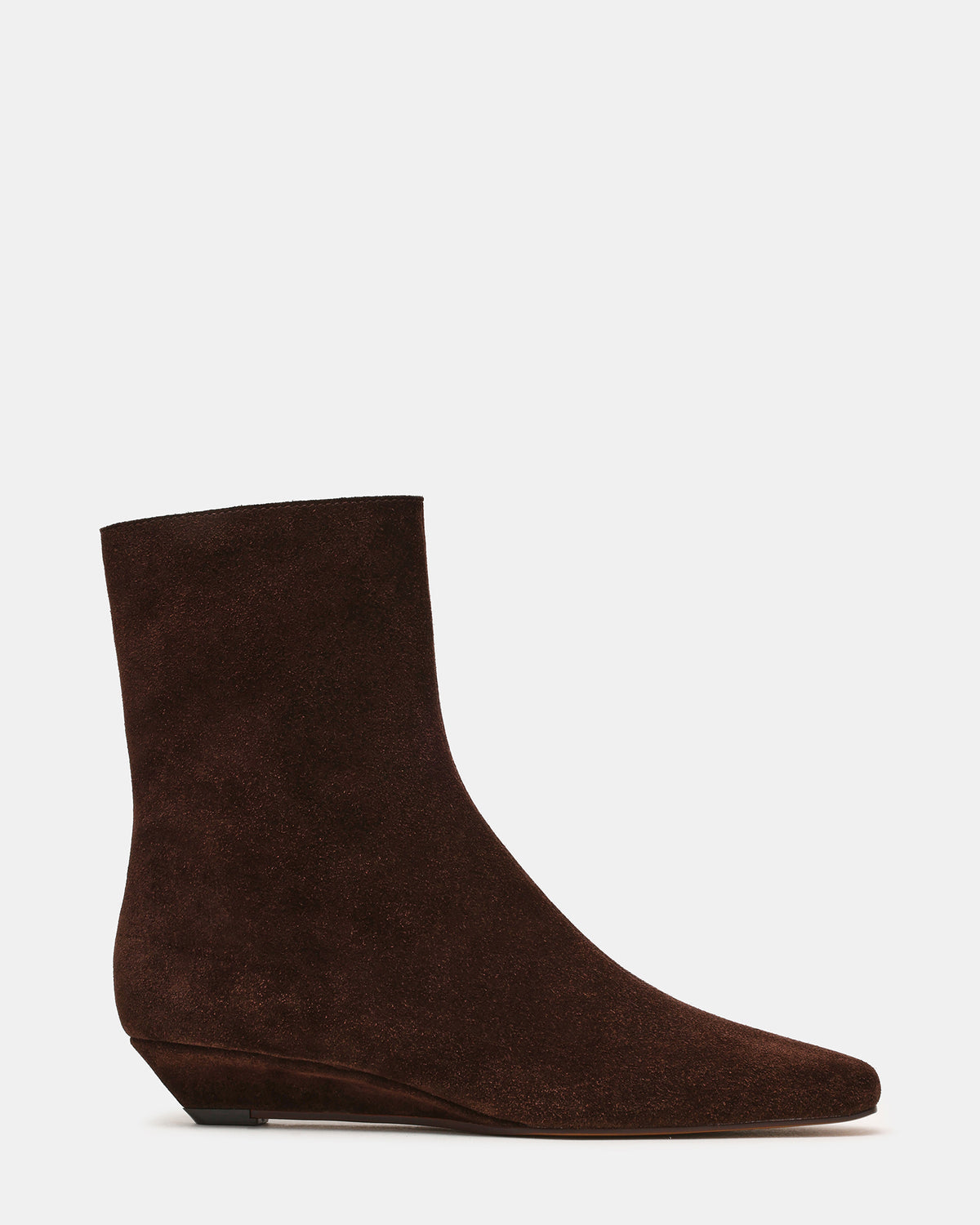 FLAIRE Brown Suede Square-Toe Wedge Bootie Women's Ankle Boot