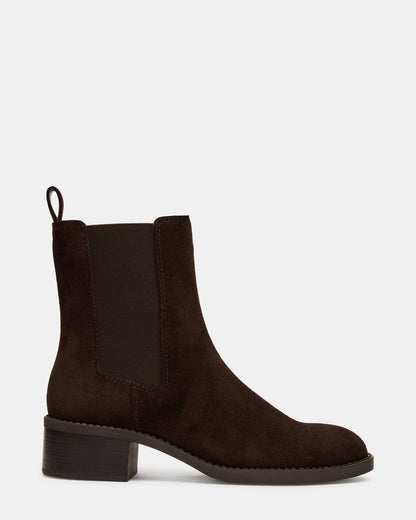KAPLAN Brown Suede Chelsea Block Heel Women's Ankle Boot