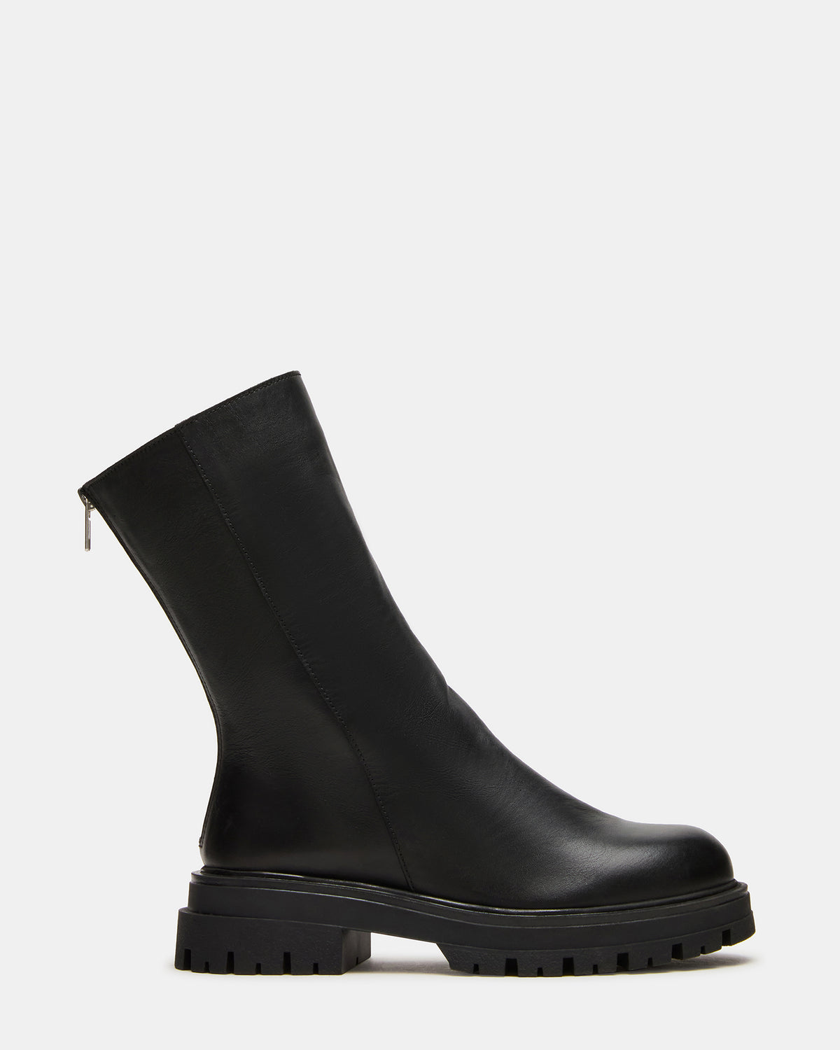 LAMI Black Leather Lug Sole Women's Ankle Boot